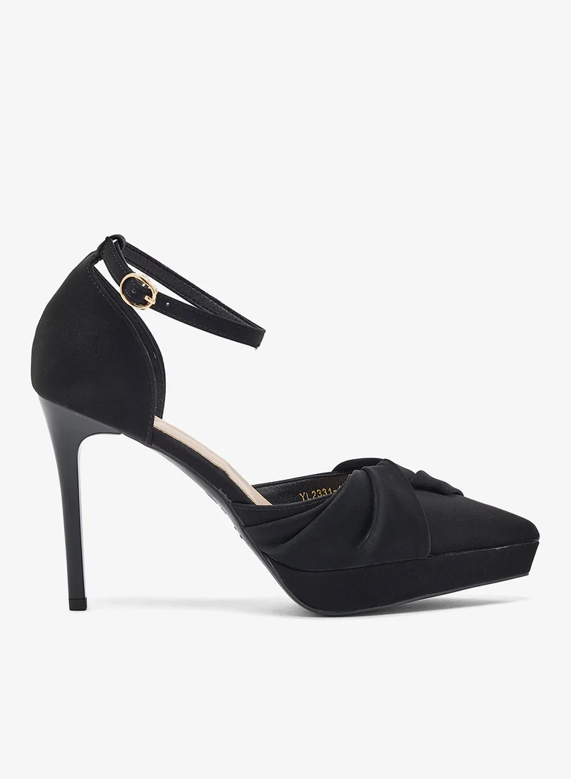 High Heel Pleated Detail Strap Sandals